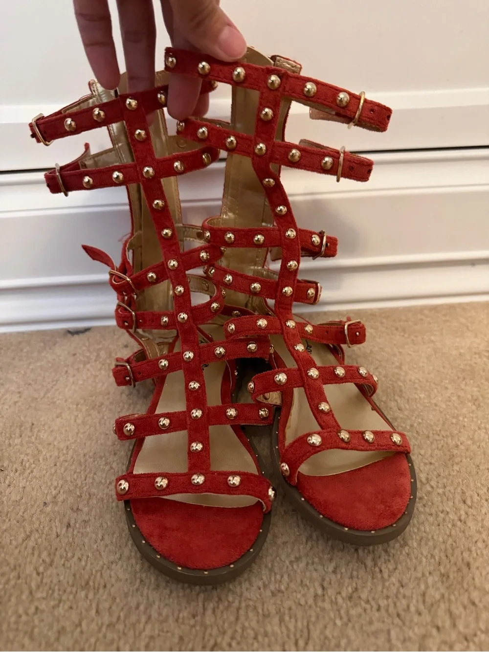 Girls joyfolie red gladiator sandals